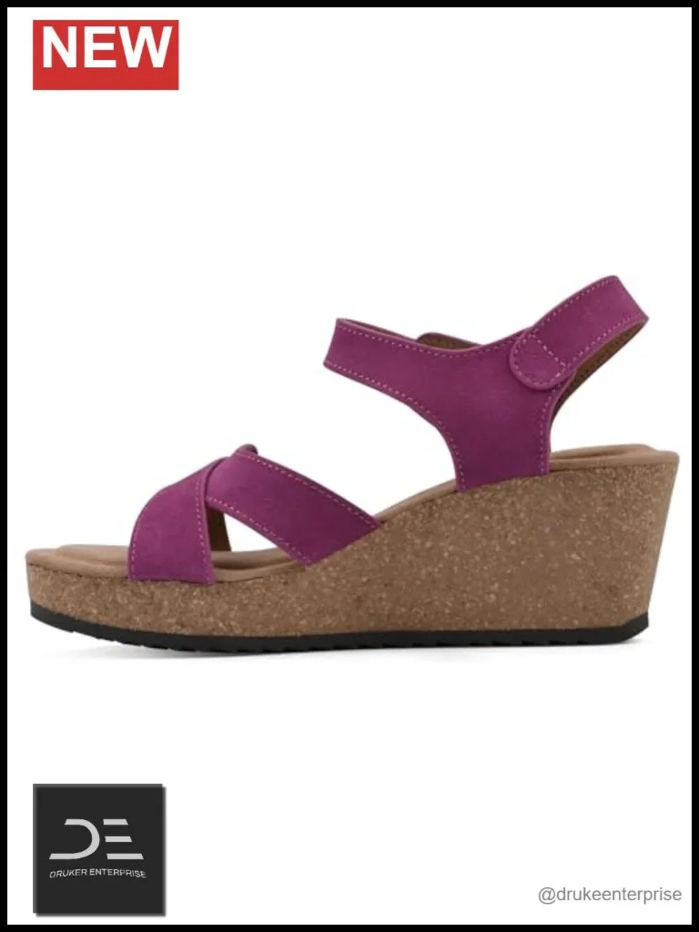 Women's Leather Strap Espadrille Wedge Sandals with Cushioned Insole - Round Toe